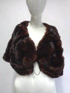 MINT BROWN SQUIRREL FUR STOLE WRAP SCARF WOMEN WOMAN SIZE 15" X 50"